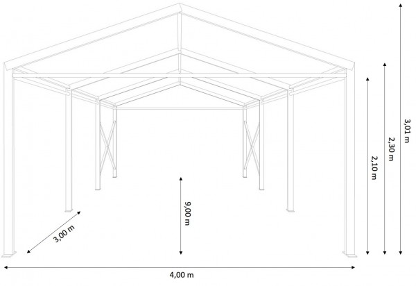 Festzelt 4x9m - ohne Boden