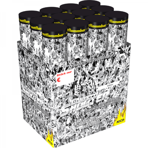 Konfettikanone 30cm - silber metallic