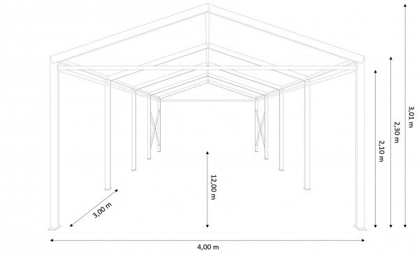 Festzelt 4x12m - ohne Boden
