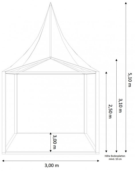 Pagodenzelt 3x3m - mit Boden