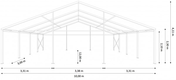 Festzelt 10x12m - ohne Boden