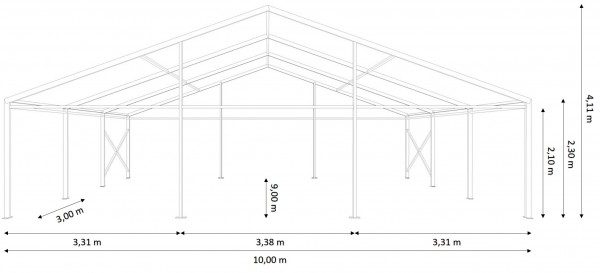 Festzelt 10x9m - ohne Boden
